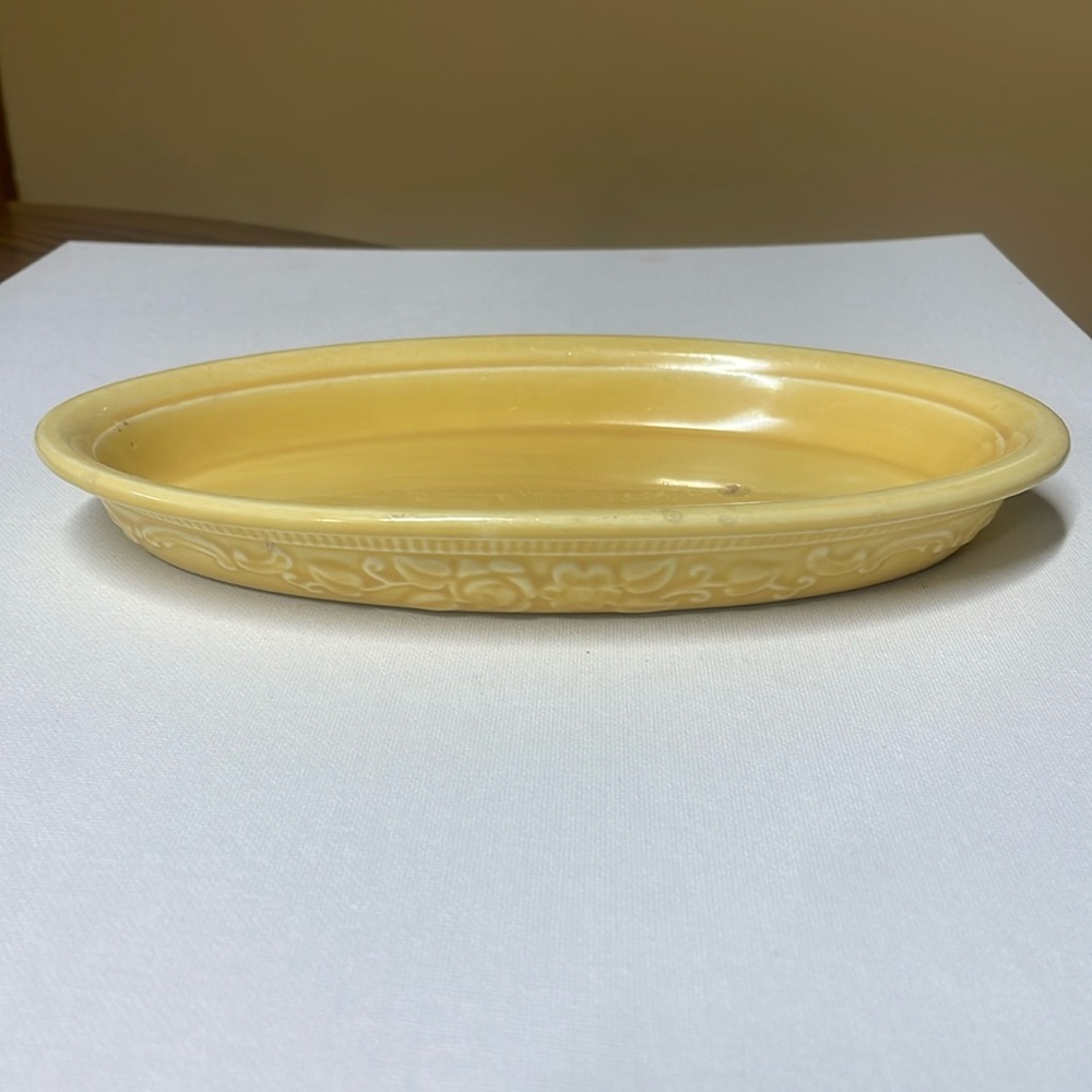 Homer Laughlin Oven Serve Yellow Oval Serving Plate Dish 9.5"
